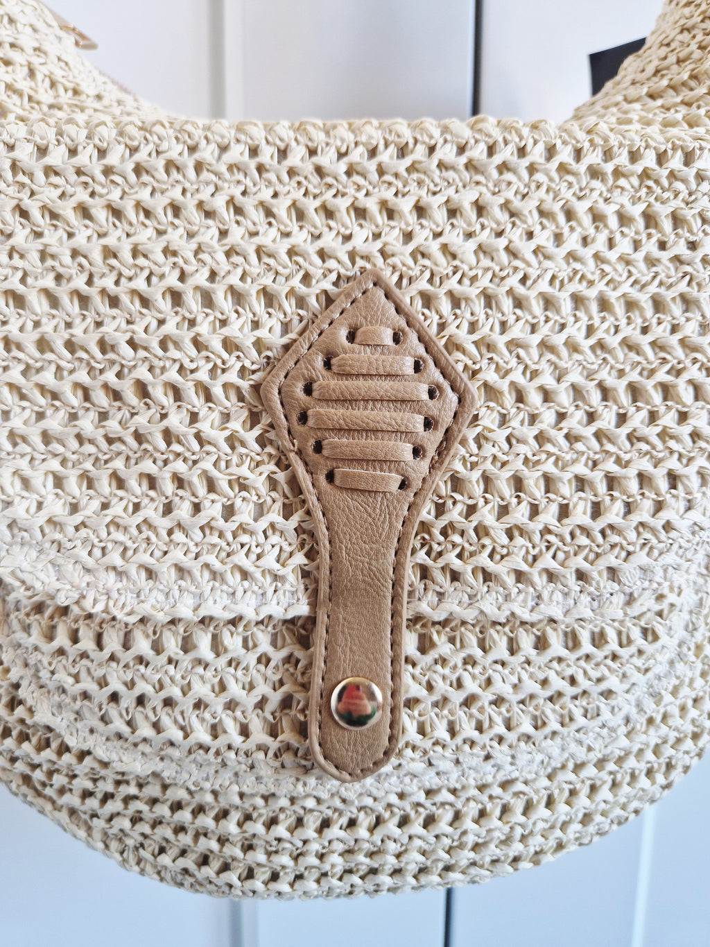 Sac bandoulière raphia clair