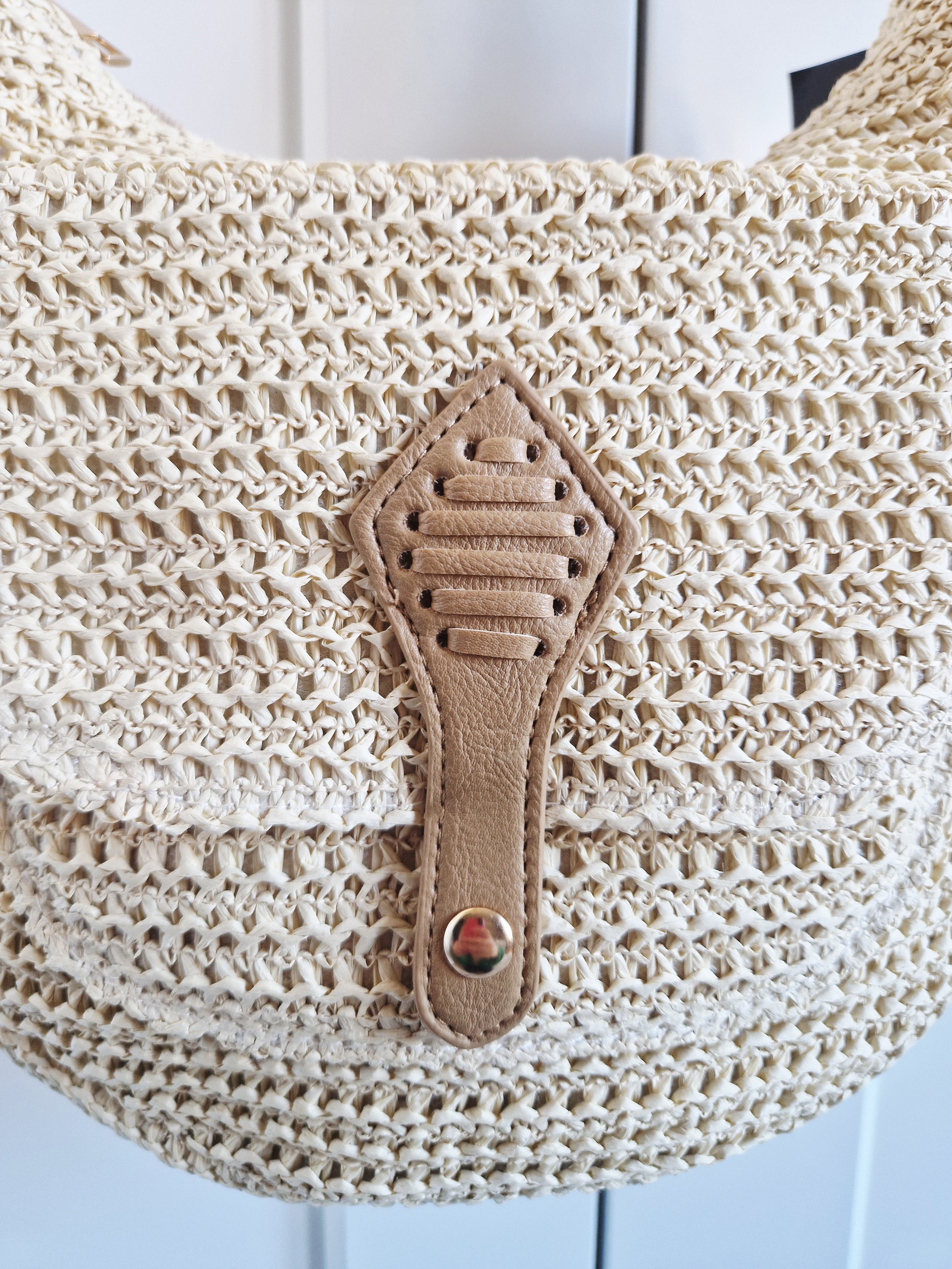 Sac bandoulière raphia clair