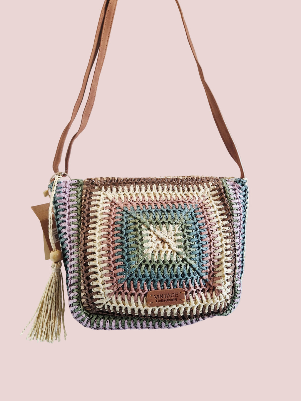 Sac bandoulière raphia multicolor