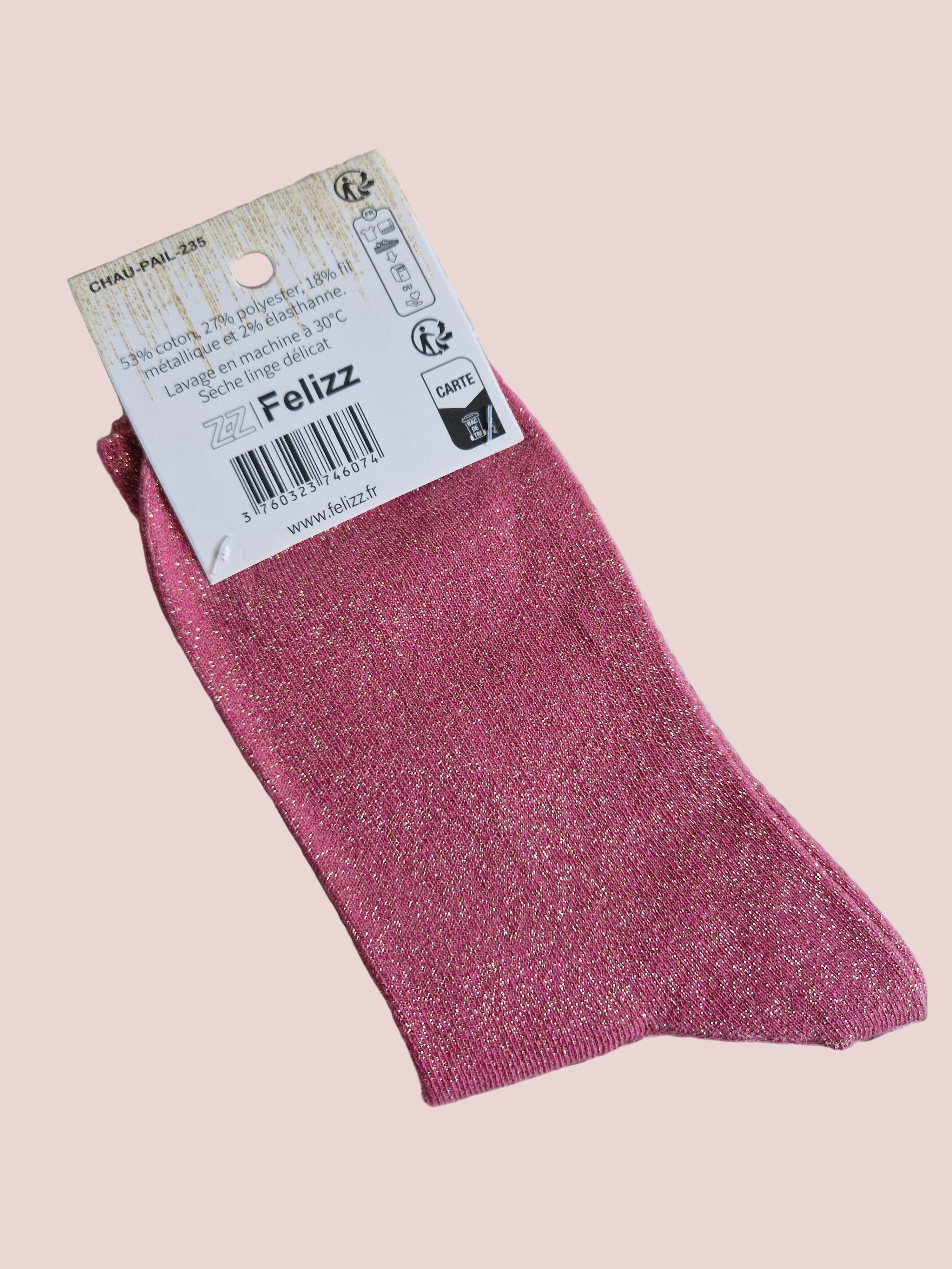 Chaussettes pailletées Team Râleuse rose