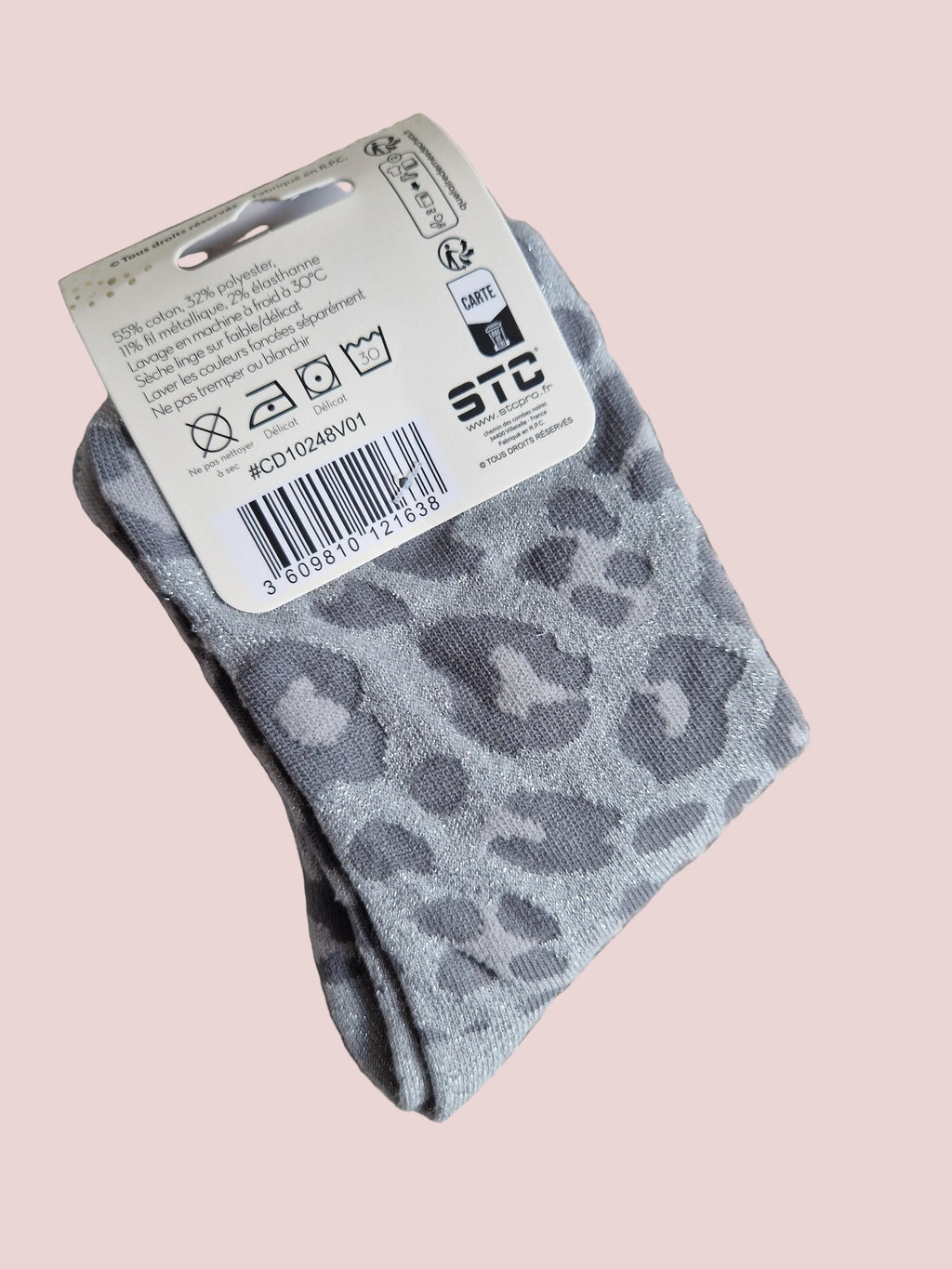 Chaussettes Coquine imprimé léopard gris