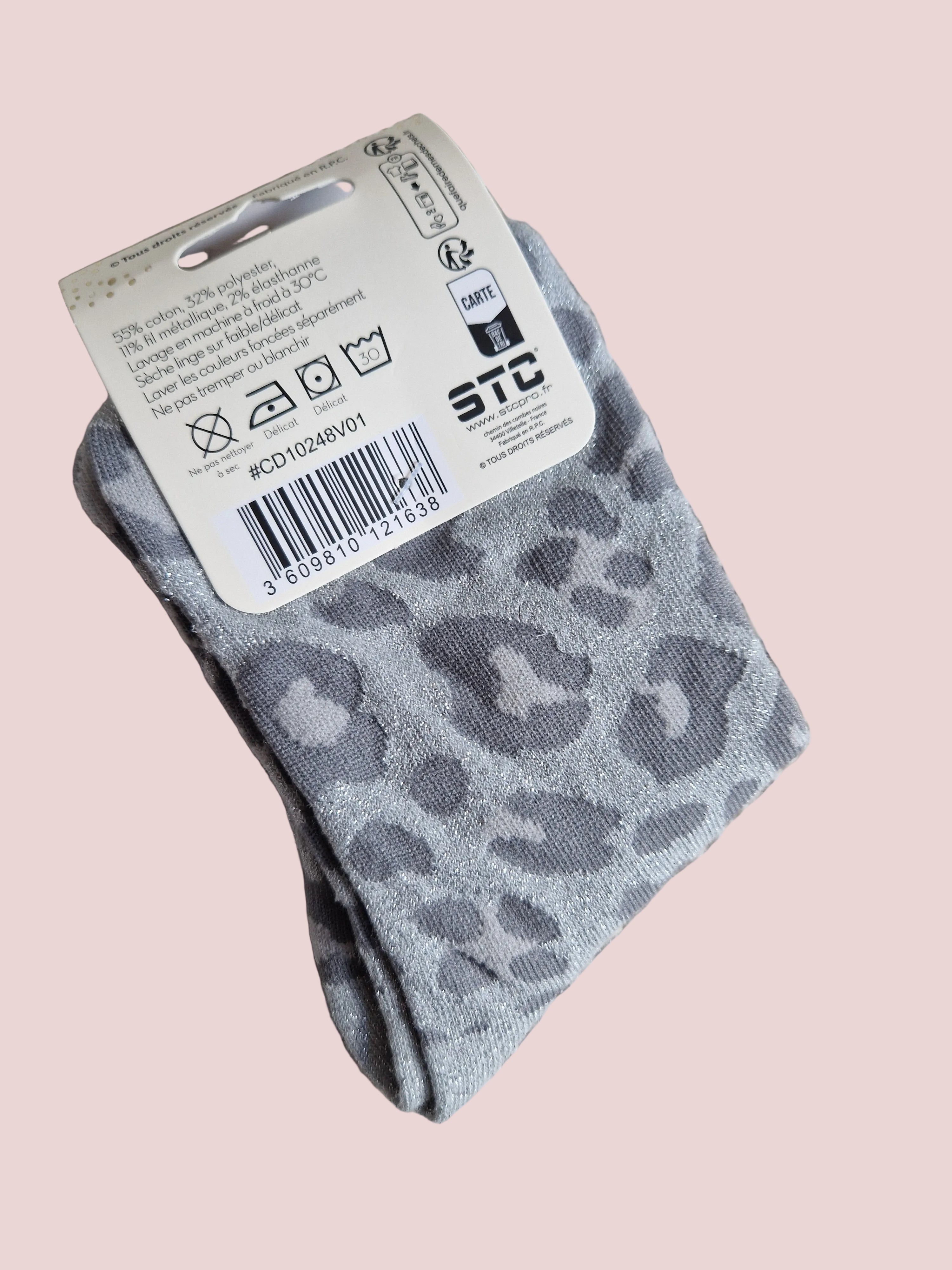 Chaussettes Coquine imprimé léopard gris