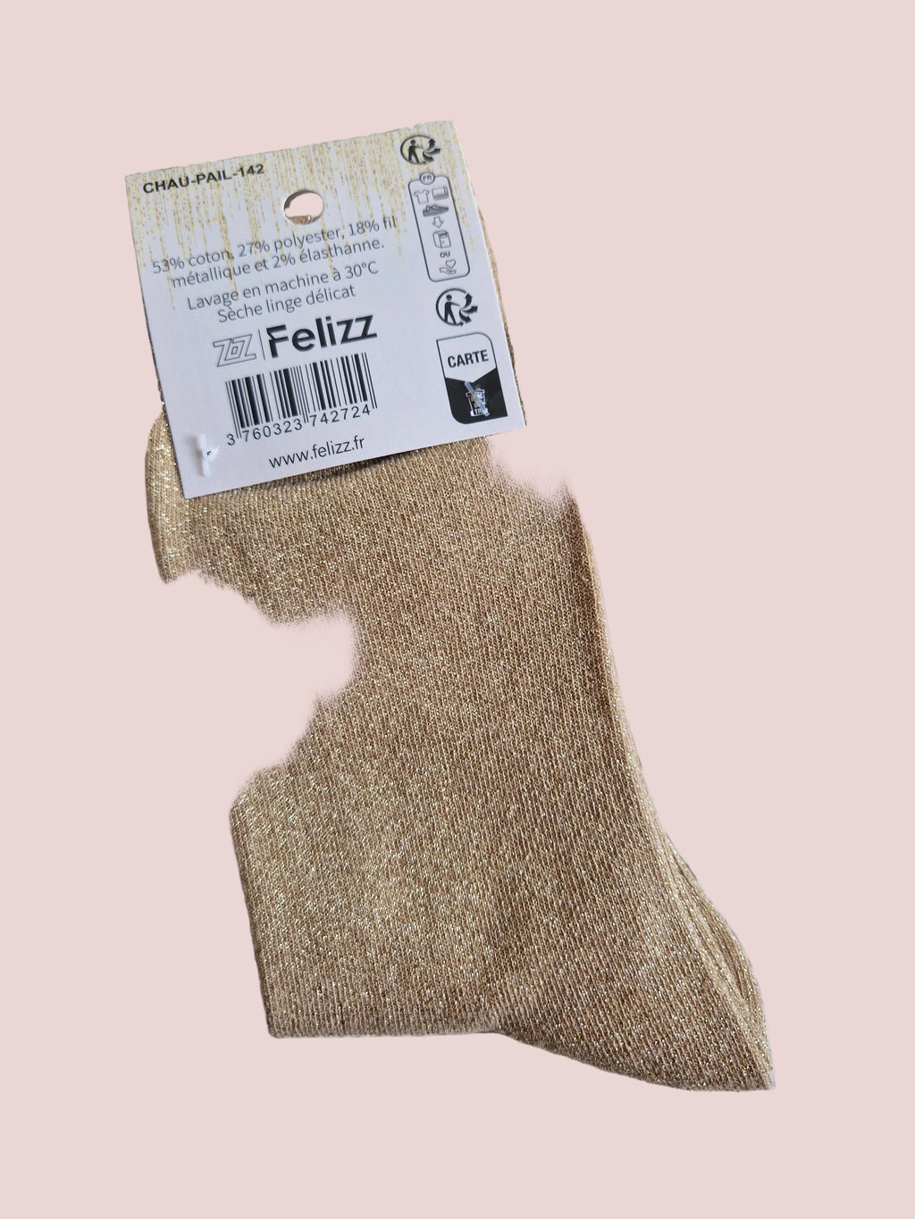 Chaussettes pailletées Rêveuse doré