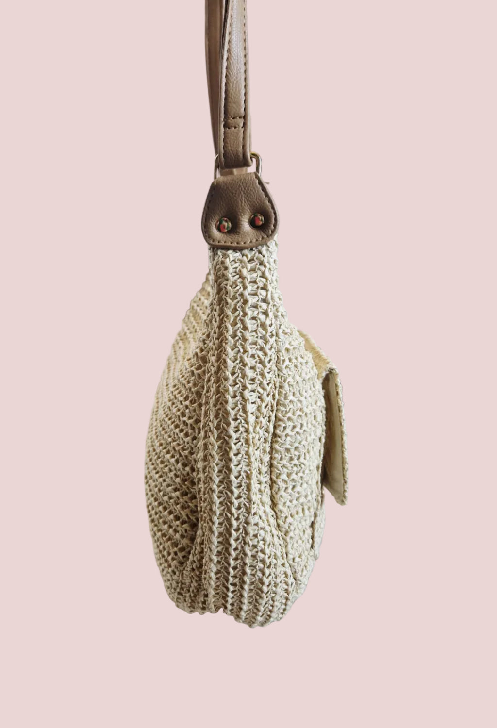 Sac bandoulière raphia clair