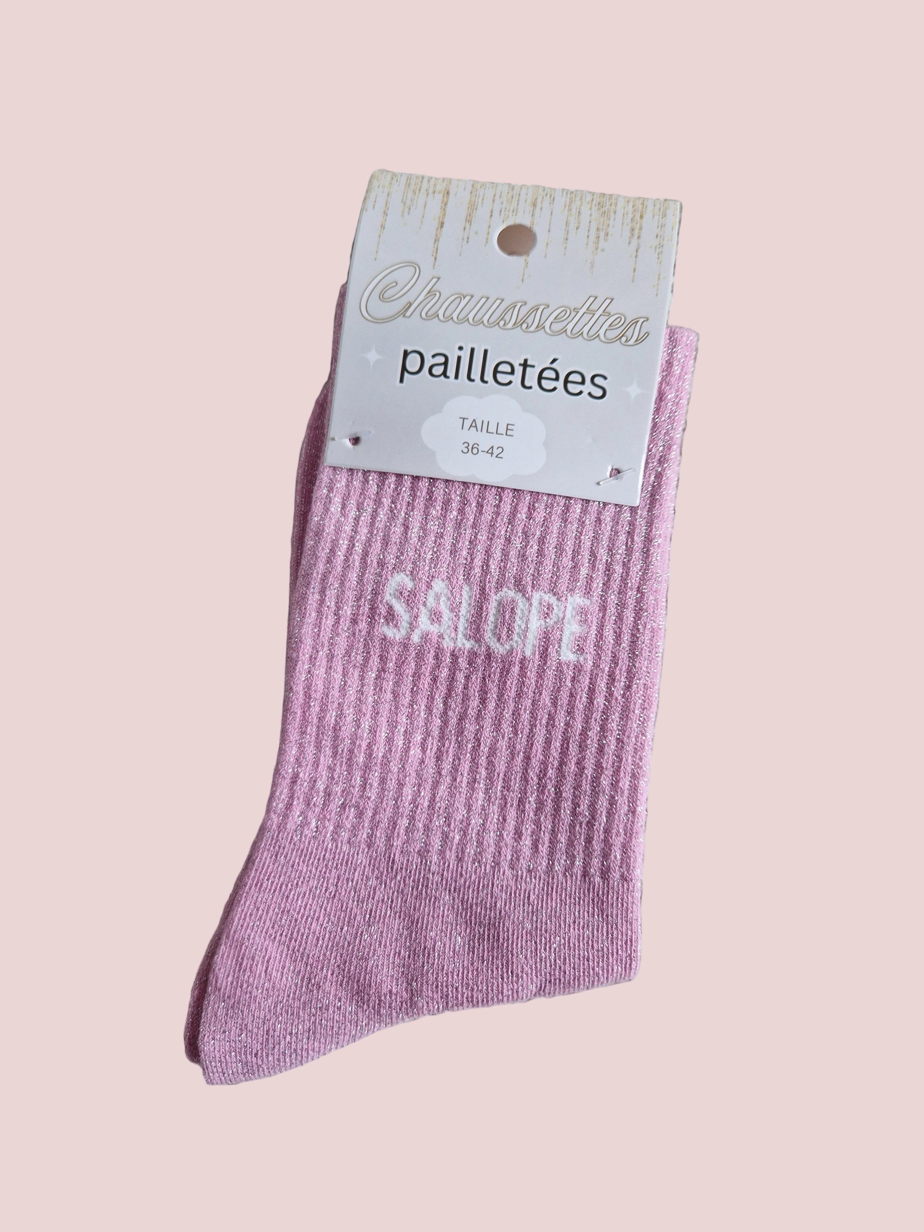 Chaussettes pailletées Salope rose
