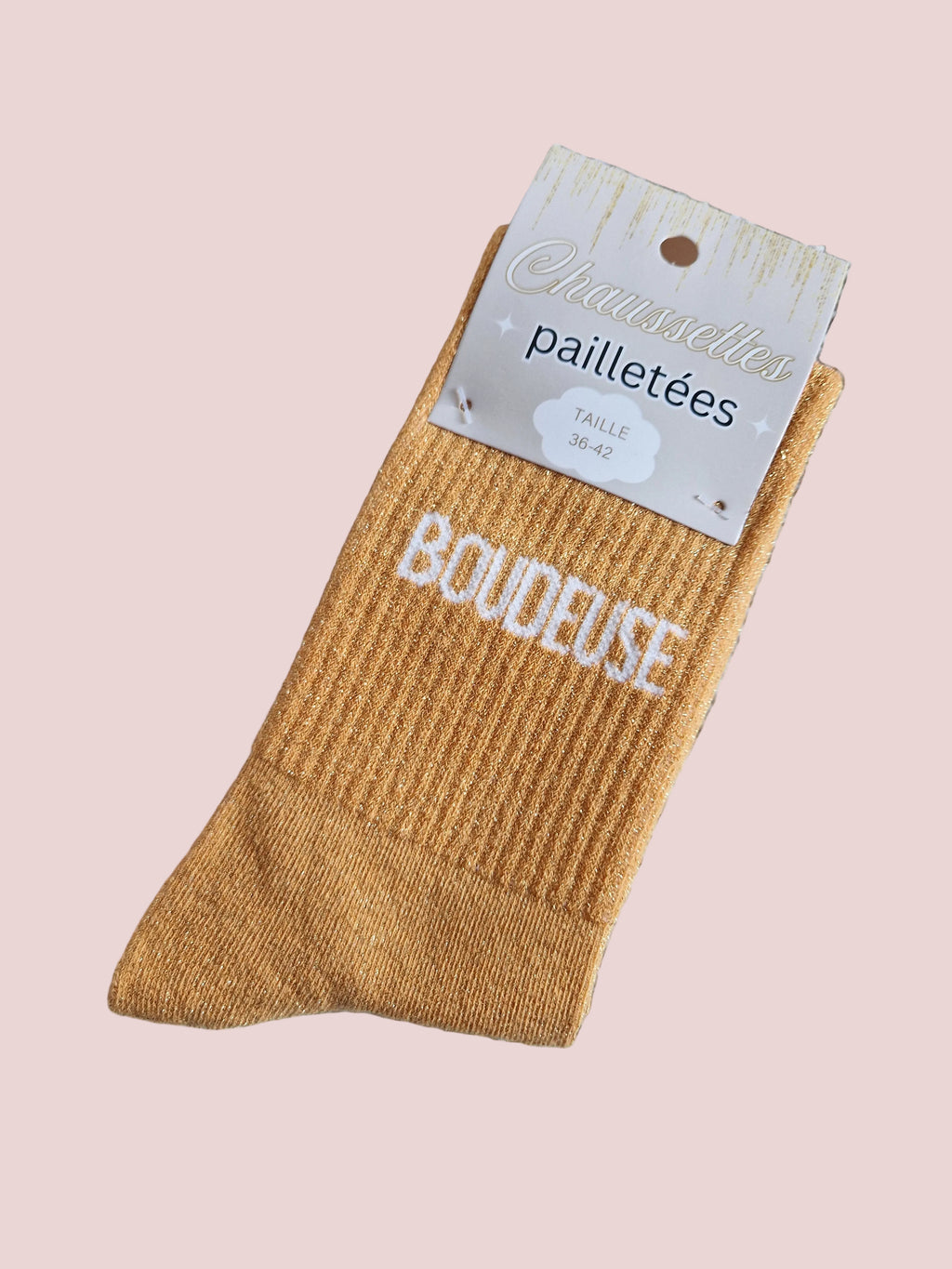 Chaussettes pailletées orange Boudeuse