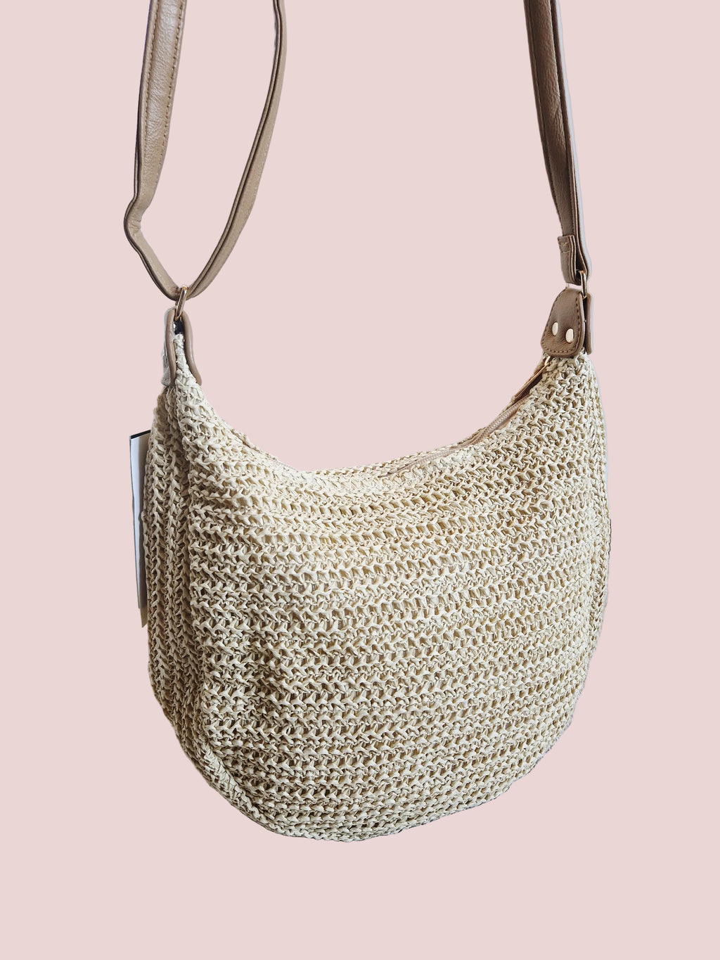 Sac bandoulière raphia clair