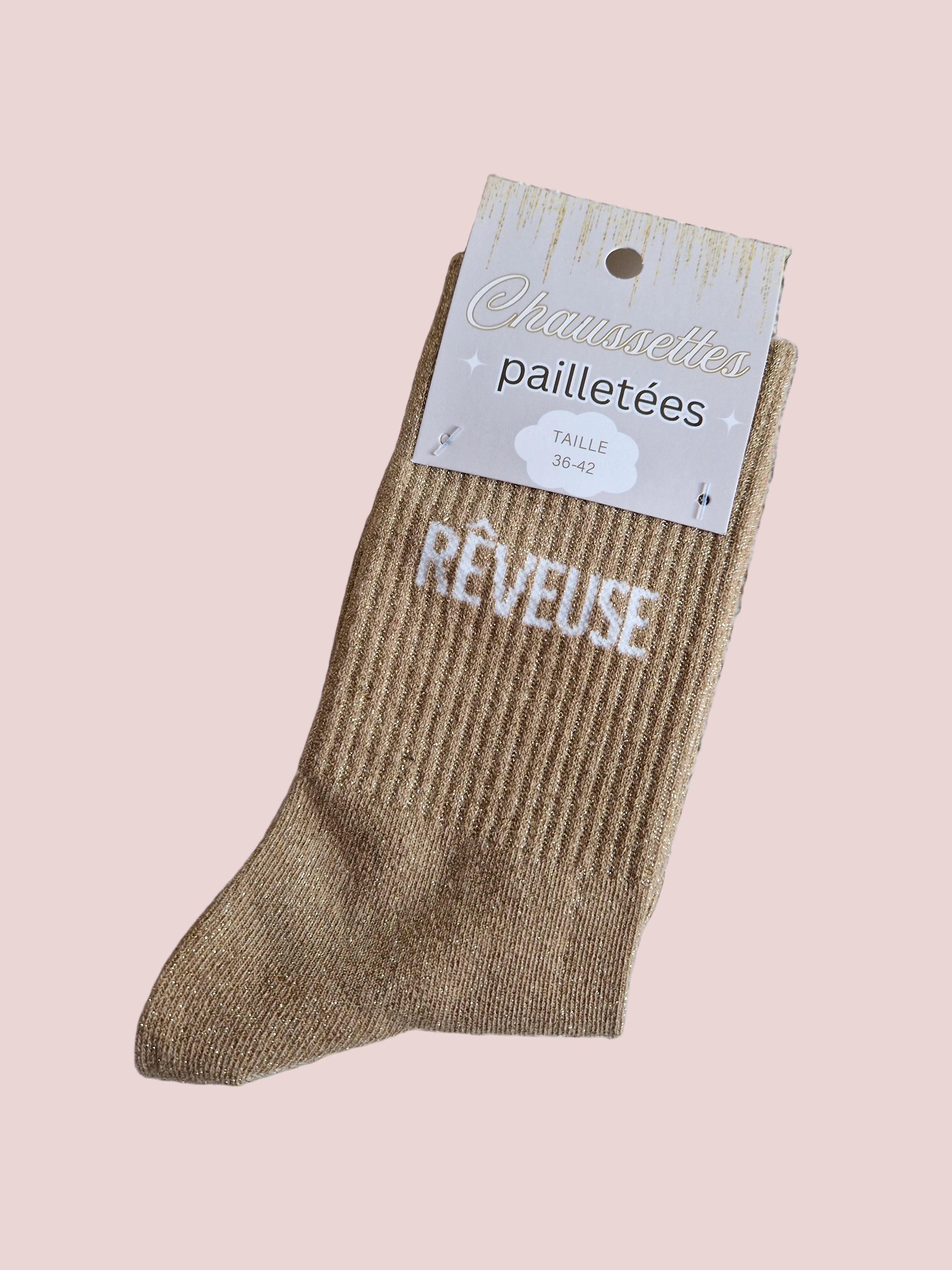 Chaussettes pailletées Rêveuse doré