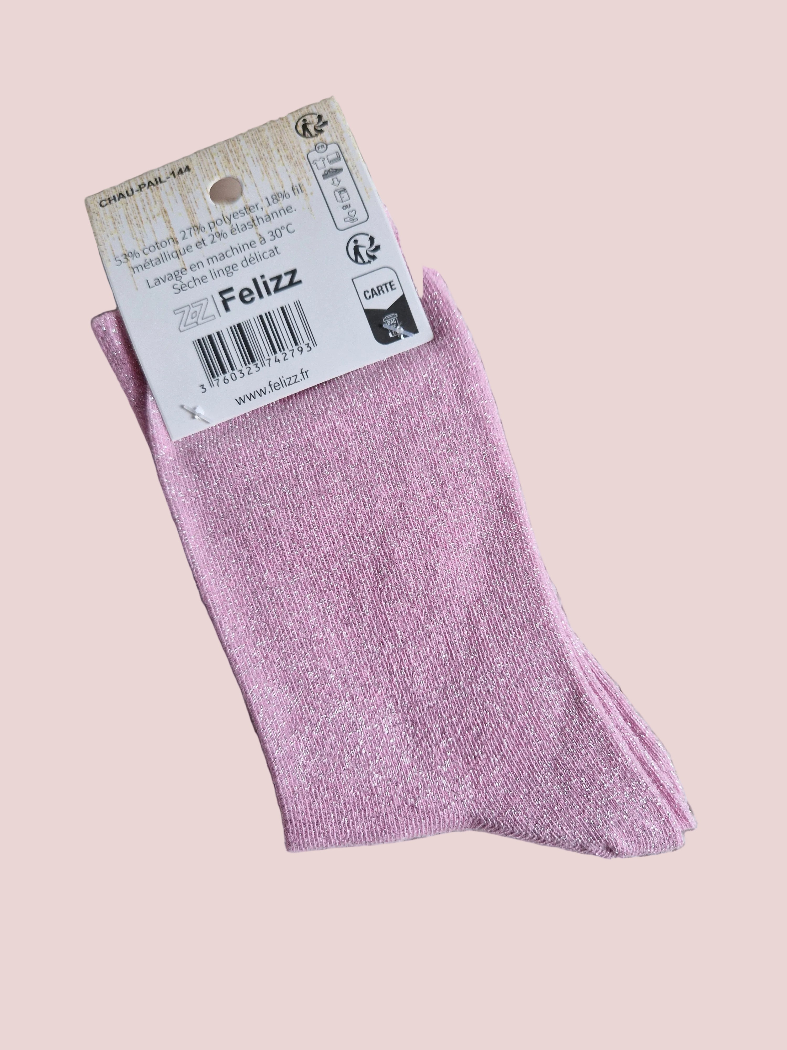 Chaussettes pailletées Salope rose